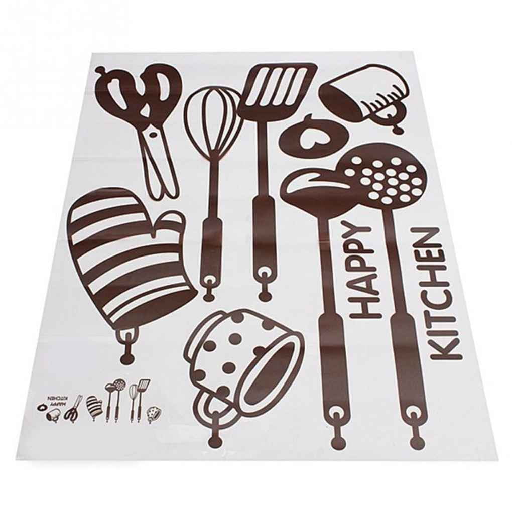 Removable Waterproof Wall Stickers Cartoon Happy Kitchen Cooking art Stikers Decor Decals Poster