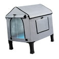 thumbnail image 4 of Caseta para gatos con calefacción y almohadilla térmica para exteriores, nido resistente al viento, extraíble, elevada, para parques, balcones y gris L, 4 of 10