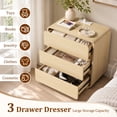 thumbnail image 4 of Aufeile 3 Drawer Nightstand with Charging Station, Modern Curved Night Stand with Hidden Handles, Bedside Table for Bedroom, Natural, 4 of 9