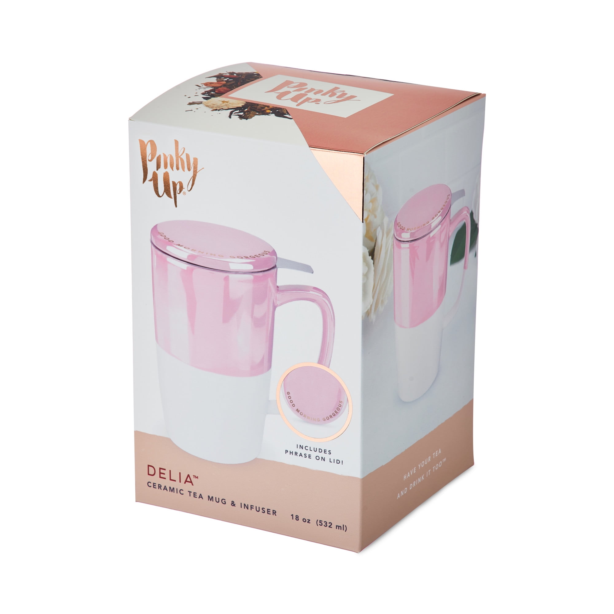 Pinky Up Delia Good Morning Gorgeous Ceramic Tea Mug And Infuser, Loose  Leaf Tea Accessories, Travel Tea Cup, 18 Oz Capacity : Target