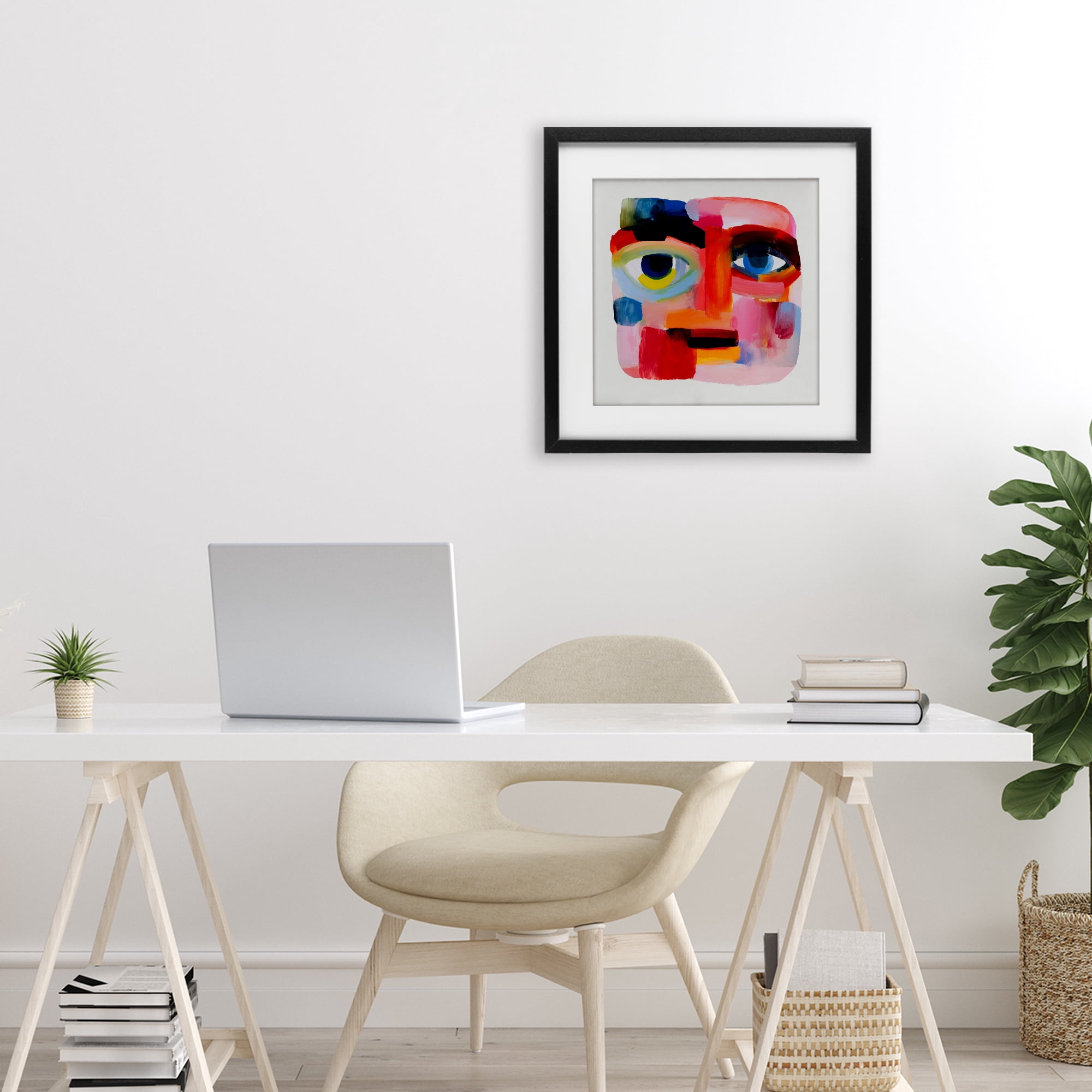 Stupell Industries Cubist Gaze in Vivids Black Framed Print Under Glass, design by Chromatic Storm Studio