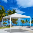 thumbnail image 5 of 10' x 10' Beach Canopy Party Tent, Outdoor Backyard Tent for Parties, Waterproof Camping Canopy with Iron Tubes, Canopy Tents for Outside Party, Portable Wedding Tent Patio Gazebo, White, Q2928, 5 of 12