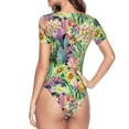 thumbnail image 4 of Easygdp Watercolor Blooming Cactus Women'S Waist-Cinching Short-Sleeved Onesie, Olastic Onesiet,Snaps At Bottom,Easy To Put On And Take Off - Large, 4 of 9