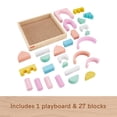 thumbnail image 2 of Fisher-Price Wooden Castle Block Set Toddler Stacking Toy, 28 Wood Pieces, 2 of 6