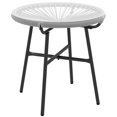 thumbnail image 1 of Round Grey PE Rattan Outdoor Side Table with Tempered Glass Top, 20-Inch Metal Frame Garden Coffee Table for Patio, Backyard, and Balcony, Durable Weather Resistant Accent Table, 1 of 7
