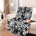 thumbnail image 2 of Black Christmas Snowflake Pattern Round Blanket,Comfortable Soft Flannel Throw Blanket,All Season,Warm Lightweight Blankets for Sofa Bed Couch Living Room Chair 47"x47", 2 of 5