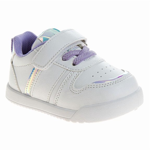 Josmo Girls Hook And Loop Sneakers. (Infant Toddler), White Lilac, Size: 3