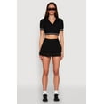 thumbnail image 3 of Womens Textured Knit Johnny Collar Crop Top, 3 of 5