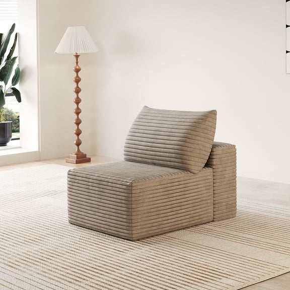 Modular Sectional Sofa, Plush Corduroy Chaise Lounge - No Assembly