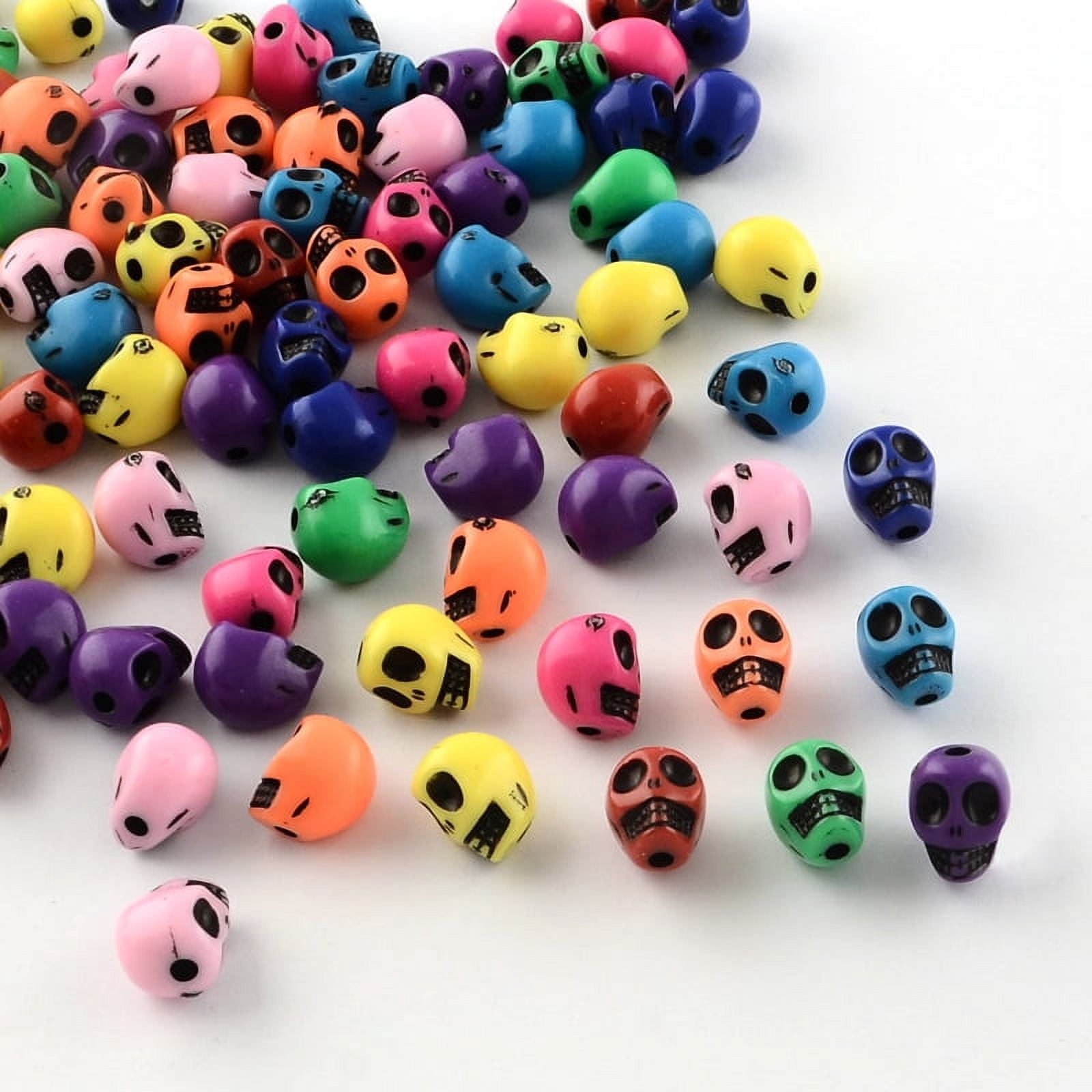 500g Opaque Acrylic Beads Skull Mixed Color 10x8x9mm Hole: 2mm 1200pcs/500g