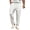 White, variant on Mens Polyester Viscose Spandex Blend Pants Waffle Knit Drawstring Waist Button Detail Relaxed Fit Casual Straight Leg Pants White M