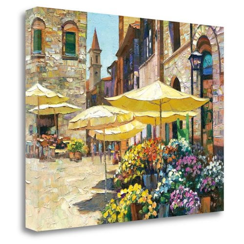 Siena Flower Market By Howard Behrens, Fine Art Giclee Print on Gallery Wrap Canvas, Ready to Hang