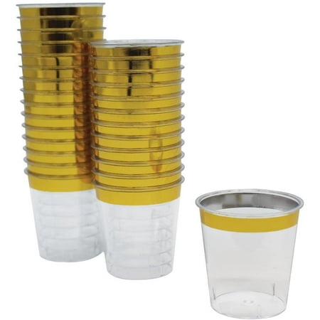 

Just Artifacts 1oz Plastic Shot Glasses 240pcs Metallic Gold Rim