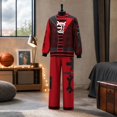 thumbnail image 3 of Vampire Dawn Graphic High Neck Jacket Pants Set Contrast Zipper Pocket Outfits for Adult Halloween Costumes, Anime Cosplay, 2 Piece, 130, 3 of 6