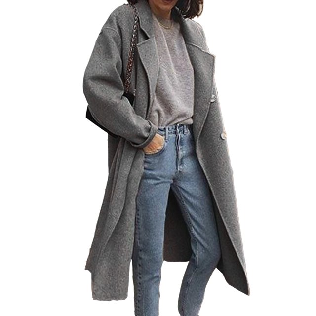 Gabardina de mujer de fotógrafo callejero de invierno Abrigo de lana de doble cara Abrigo cruzado