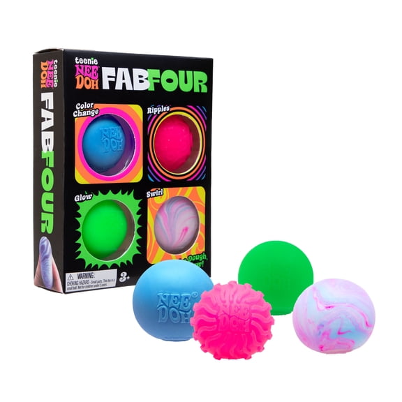 NeeDoh Fab Four Sensory Squeeze Toy Set, 4 Pack Squishy Stress Balls, Ages 3