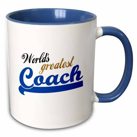 3dRose Worlds Greatest Coach - Best sports instructor - for physical education teachers and other coaches - Two Tone Blue Mug, (Best Batting Coach In The World)