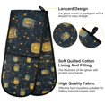 thumbnail image 2 of Yayeee Double Oven Mitt Kitchen Heat Resistant Baking 35" x7" Quilted Glove, Orange Fireflies Pattern, 2 of 6