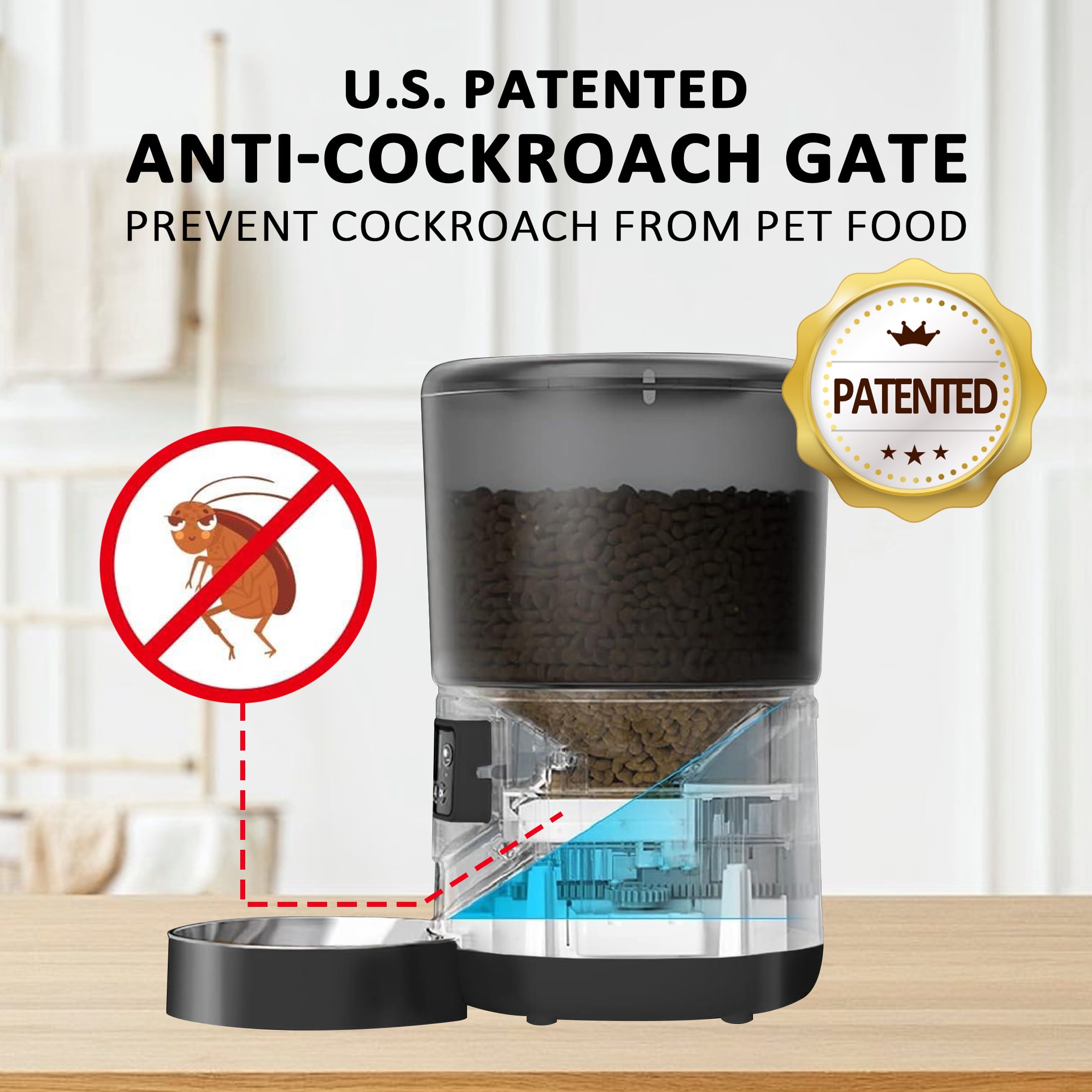 Automatic Cat Feeders with 304 Stainless Steel Bowl,4L Automatic Cat Food Dispenser with 1080P Camera,Tuya 2.4G&5G WIFI APP Remote Timed Feeding with Voice Call,Dual Power Supply