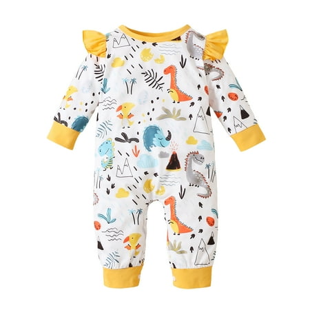 

WISWELL Newborn Infant Baby Boy Girl Cartoon Dinosaur Romper Bodysuit One Piece Jumpsuit Outfits Clothes 12-18 Months