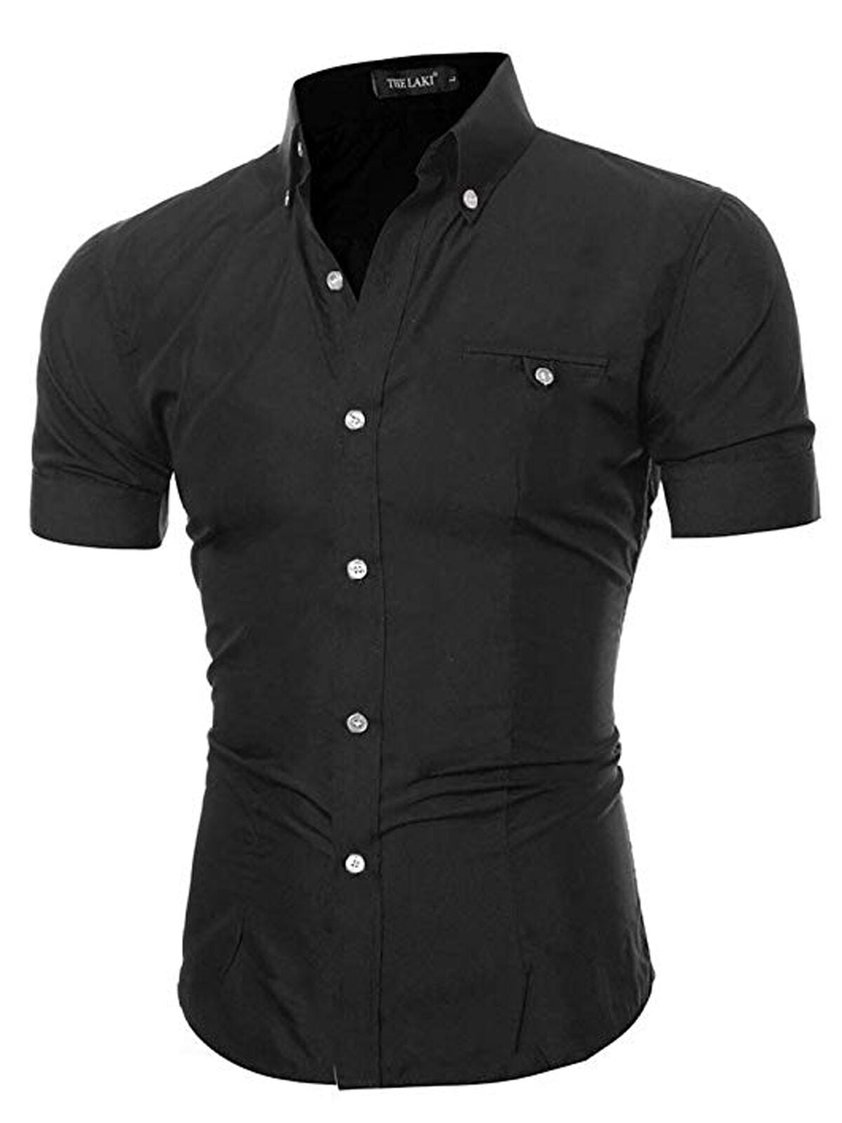 Luxury Men/'s Slim Fit Shirt Short Sleeve Stylish Formal Casual T-shirt Tops Good