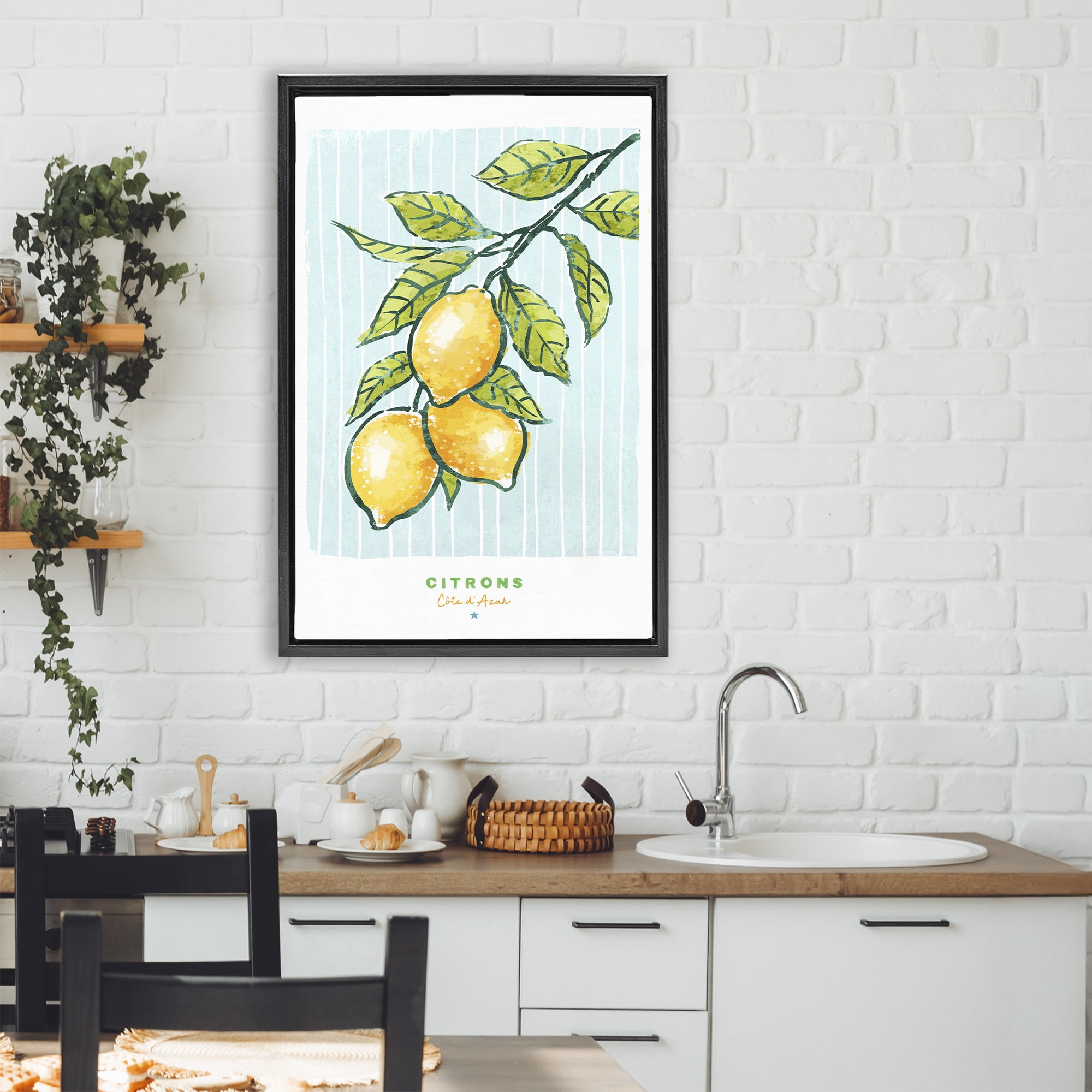 Stupell Industries Modern Bistro Lemons Black Framed Floater Canvas Wall Art, design by Chad Barrett