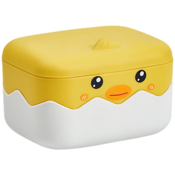 Jabonera portátil de plástico con forma de animal, adorable jabonera decorativa con tapa.
