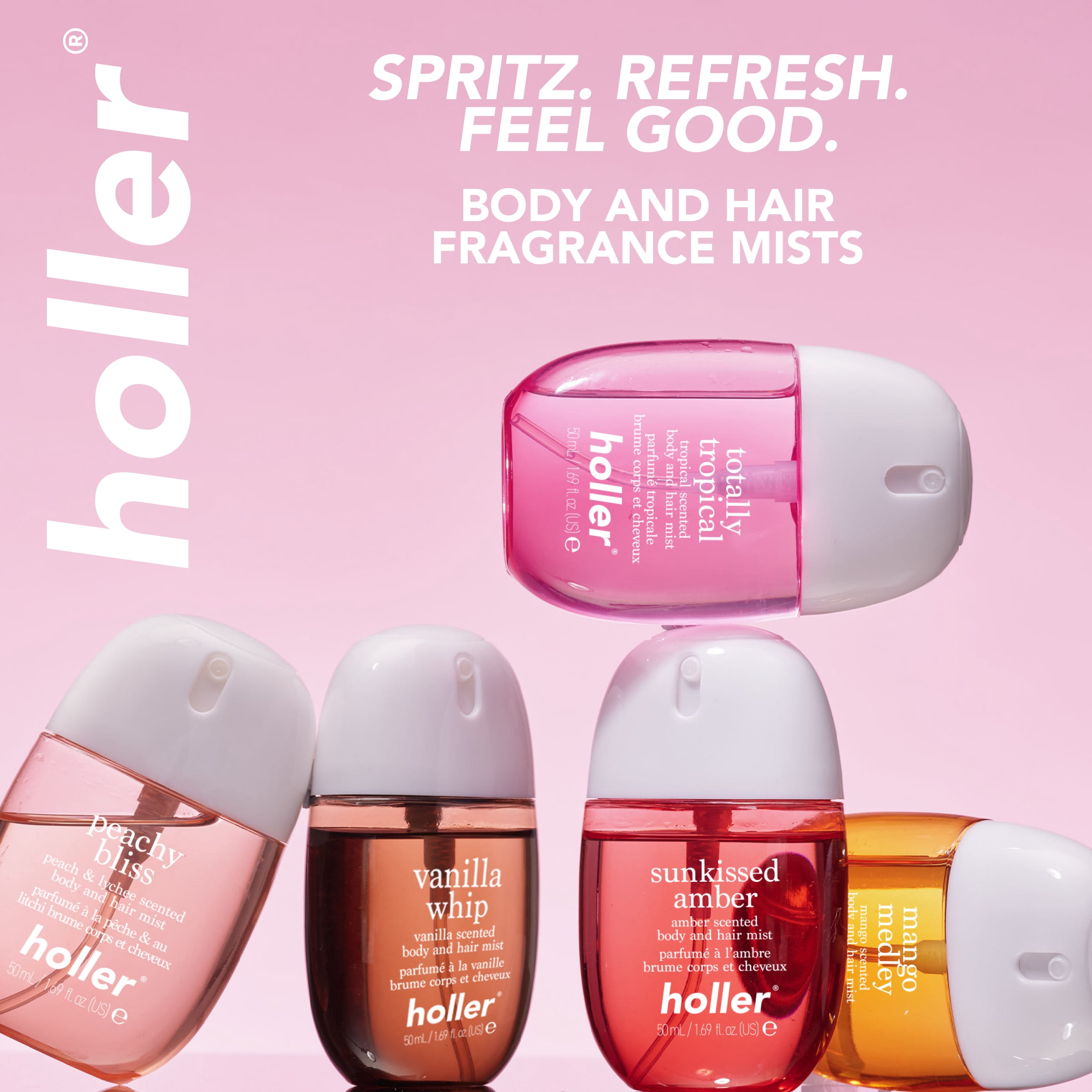 Holler Totally Tropic Scented Body and Hair Fragrance Mist, 1.69 fl oz