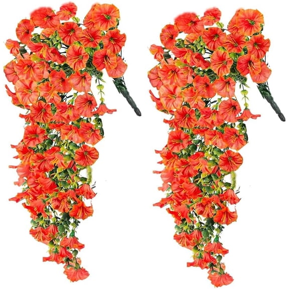 Artificial Flowers for Outdoors, UV Resistant Artificial Outdoor Plants, 2PCS Fake Hanging Plants for Home Planter, Porch and Patio Decoration