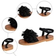 thumbnail image 6 of Rokment Women's 3D Lace Flower Flat Dress Sandals Boho Beach Summer Fashion Casual Low Heels Elastic Strap Slingback Walking Sandals for Comfortable Vacation Black Size 9.5, 6 of 8
