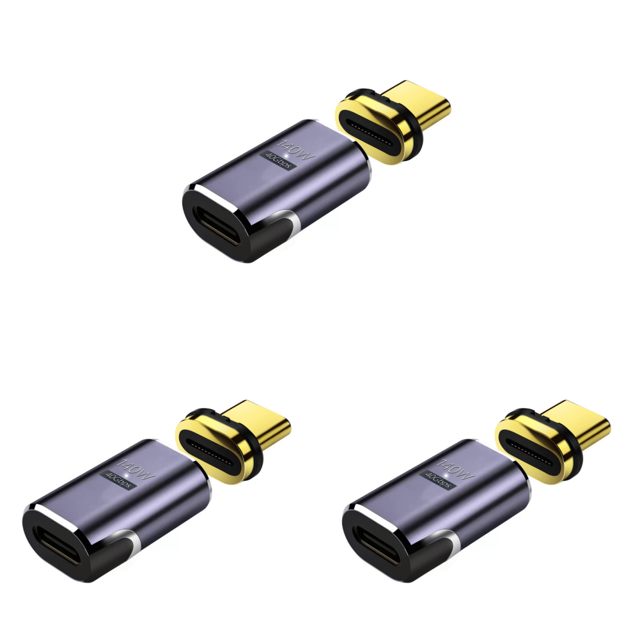 Adaptador PD 140W Cargador Conector 40Gbps 8K 120Hz USB Tipo-C Magnético (Recto)