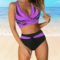 thumbnail image 2 of Women Sexy Push Up Tankini Set High Waisted Two Piece Swimwear Retro Ruched Bikini Swimsuit with Print Design, 2 of 4