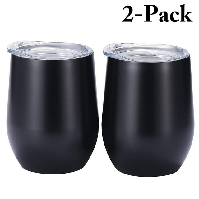 Coofit 2PCS Wine Cups Stainless Steel Insulated Drinking Cups Beer Cups with Lid