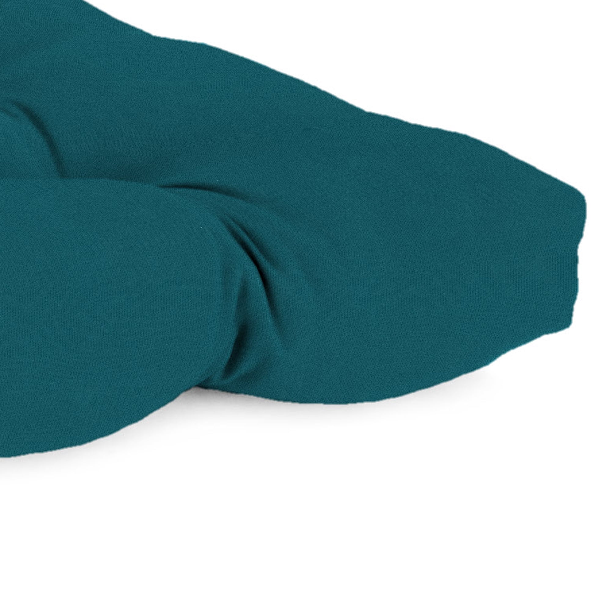Jordan Manufacturing 43" x 19" Canvas Teal Solid Rectangular Tufted Outdoor Wicker Settee Bench Cushion with Rounded Back Corners