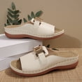 thumbnail image 6 of Xdegoge Women's Flat Slide Sandals Open Toe Summer Shoes Metal Buckle Slip On Casual Beach Vacation Cozy Daily Walking Footwear, 6 of 9