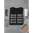 thumbnail image 3 of Black Shirt Black Jeans Black Shoes Black Heart Gothic Style Men Black T-Shirt, Male Medium, 3 of 4