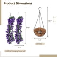 thumbnail image 4 of Flores artificiales colgantes de violeta en cesta, flores colgantes para decoración de patio y jardín, planta de enredadera artificial colgante en cesta, forro de coco con flores para decoración de, 4 of 5