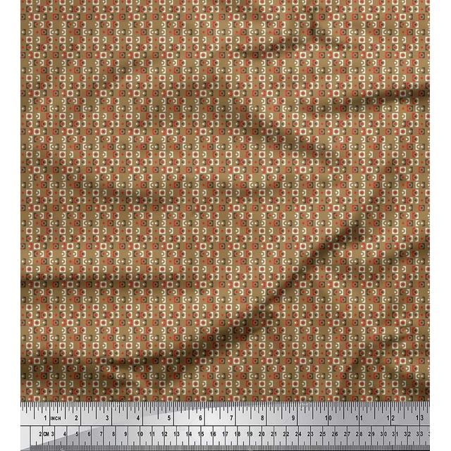 Soimoi Poly Georgette Fabric Geometric Small Decor Fabric Printed Yard 52 Inch Wide