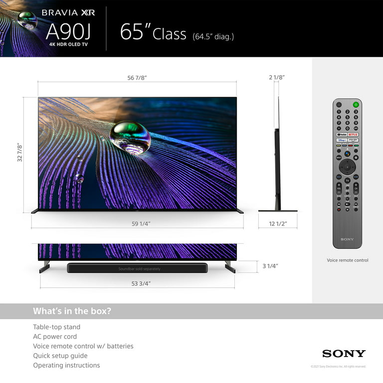 65” TV BRAVIA 4K HDR XR XR65A90J Class OLED (New) Sony A90J Smart TV Google