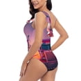 thumbnail image 4 of Sikiie Sunset Truck Highway Print Women One Piece Swimsuits Tummy Control One Shoulder Bathing Suits Ruffle Swimwear, From S to XXL-Medium, 4 of 6
