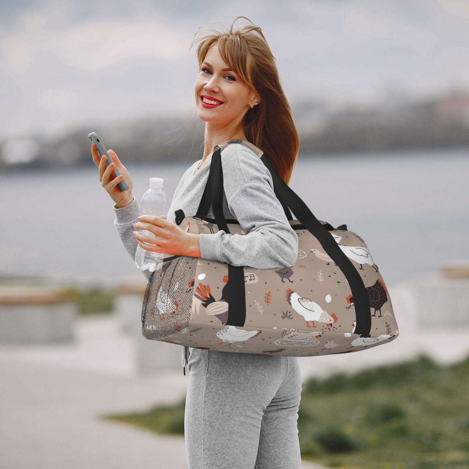 Fuzoiu Chicken Print Travel Duffle Bag,Carry On Tote Bags,Duffel Bag,Sport Gym Bag, Hospital Bag for Labor and Delivery, Overnight Bag,Luggage Bag
