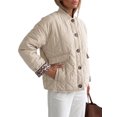 thumbnail image 4 of INSPIRE CHIC Women's Leopard Print Lined Puffer Jacket with Ribbed Crew Neck and Pockets Medium Beige, 4 of 6
