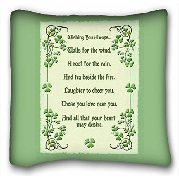 WinHome Wishing You Always Irish Blessing Throw Pillow Case Cases Cover