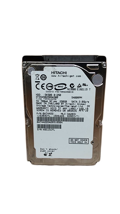 Refurbished Hitachi TravelStar 5K500.B HTS545025B9A300 250GB 2.5" SATA II Laptop Hard Drive