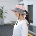 thumbnail image 3 of Rciityk Sun Hats for Women Women's Ponytail Bucket Hat Outdoors Sun Protection Mesh Wide Beach Fishing Hat with Chin-strap - Spring/Summer Savings Clearance, 3 of 4
