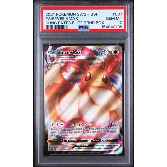 Collectible Graded 2021 Pokemon SWSH Black Star Promo Eevee VMAX FA Shining Fates ETB #087 PSA 10