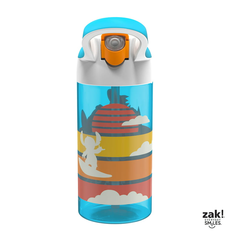 Zak Designs Disney Lilo and Stitch Water Bottle for Travel and At Home, 19  oz Vacuum Insulated Stainless Steel with Locking Spout Cover, Built-In