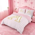 thumbnail image 2 of meiyoeat Gold Monogram A Letter Duvet Cover Set For Girls,Pink Geometric Lines Bedding Full For Kids,pink Reversible,3 Pieces(No Comforter), 2 of 6