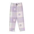 thumbnail image 4 of Naloa Floral Purple Buffalo Plaid Print Women’s Ultra-Soft Comfy Pajama Lounge Pants with Pockets & Drawstring, 4 of 8