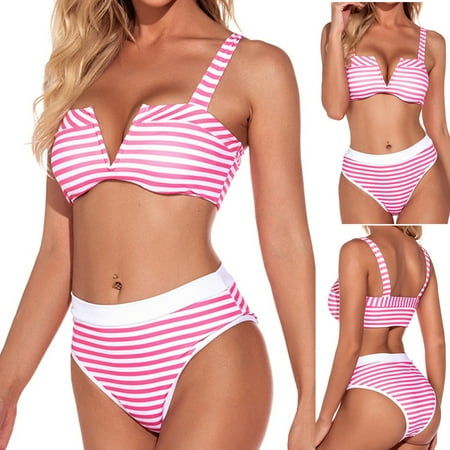 Bikinis For Womens Swimsuits Juniors Swimsuits Womens Cheeky High Cut Bikini Set Cutout High Waisted Swimsuits Backless 2 Piece Bathing Suits